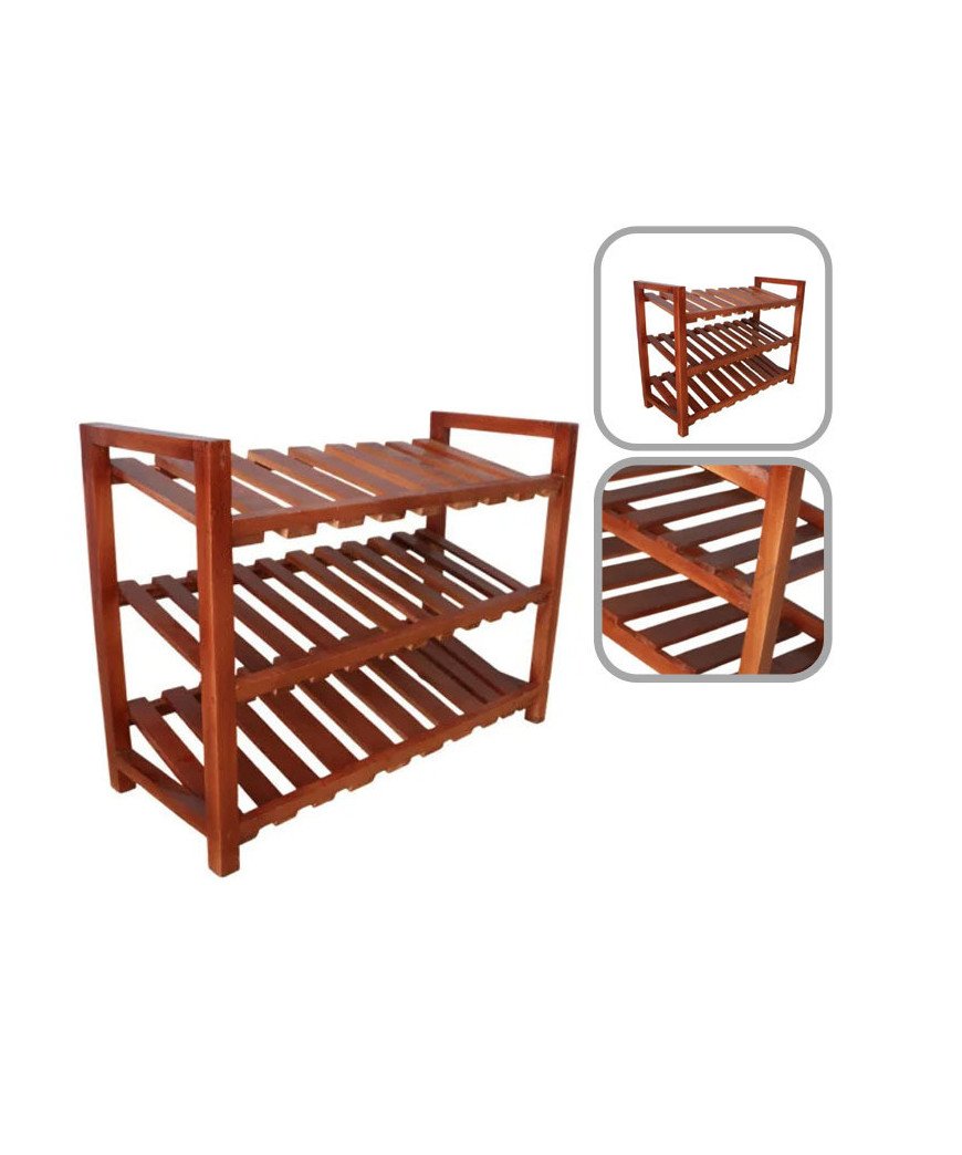 Etagere de chaussure 3 niveaux en bois iroko 35*70cm