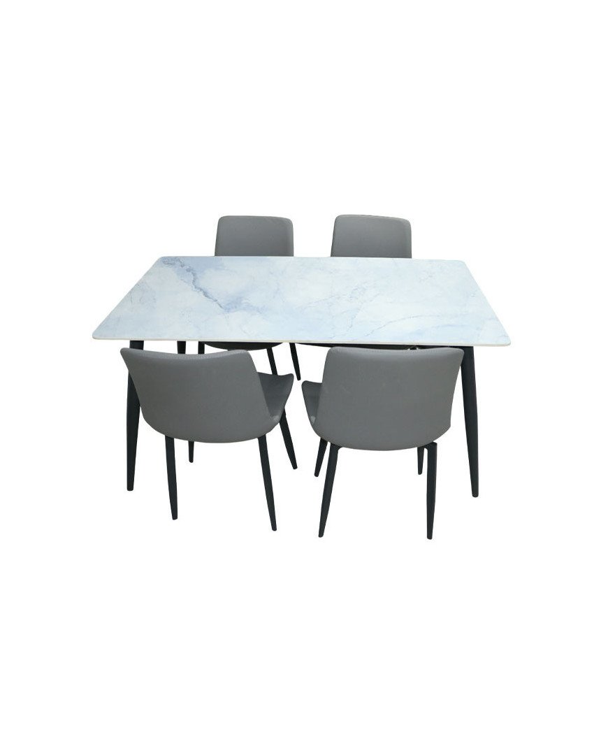 Table à Manger Marbre et chaises gris/143X82 CM