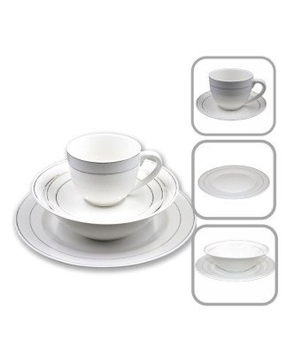 Service de table /Assiette/bol/tasse et sous tasse 4 en 1 blanc