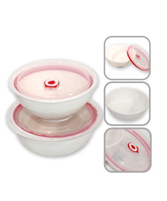 Set de 3  de bol cassable BLANC/couvercle plastique