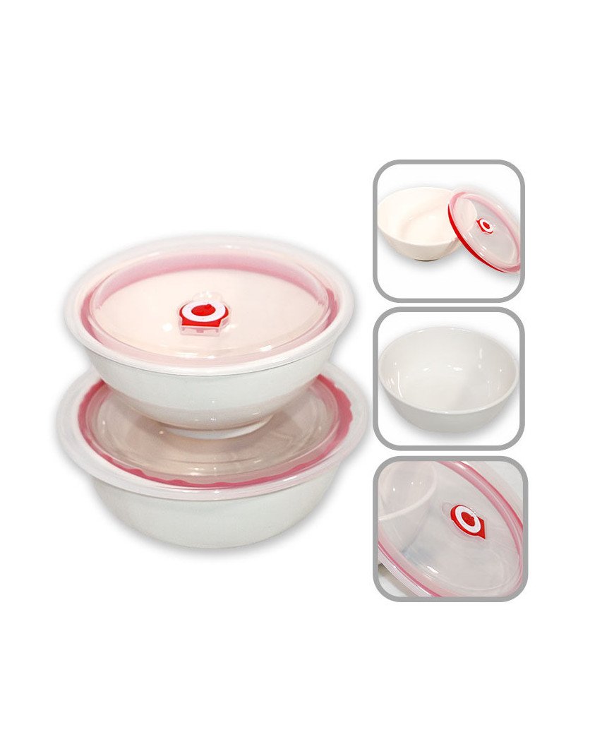Set de 3  de bol cassable BLANC/couvercle plastique