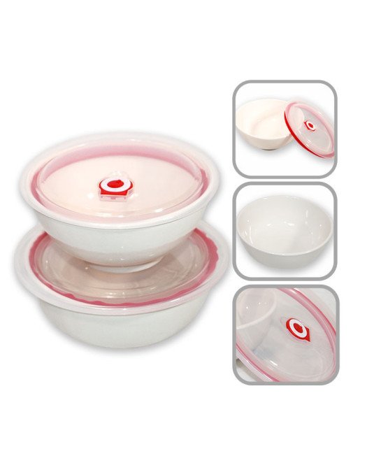 Set de 3  de bol cassable BLANC/couvercle plastique