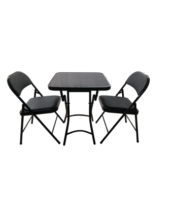 Table vitré carrée 60X60 Cm + 2 chaises sky