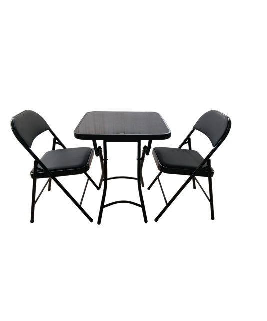 Table vitré carrée 60X60 Cm + 2 chaises sky