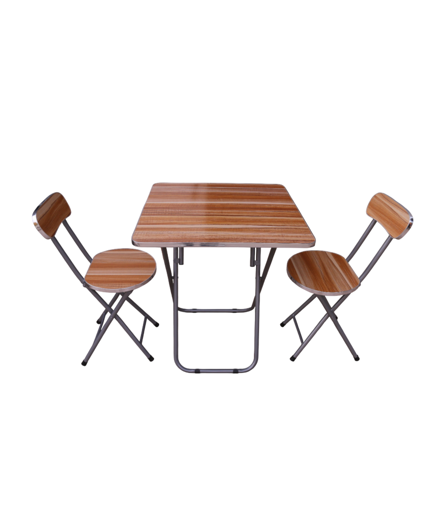 Table bois pliable  carrée 60X60 Cm et 2 chaises bois