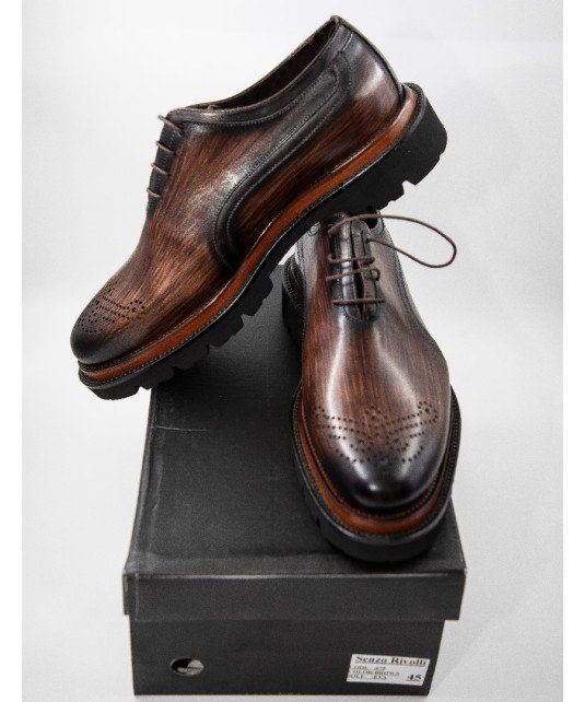 Chaussure homme-Senzo Rivoli-Marron placard noir