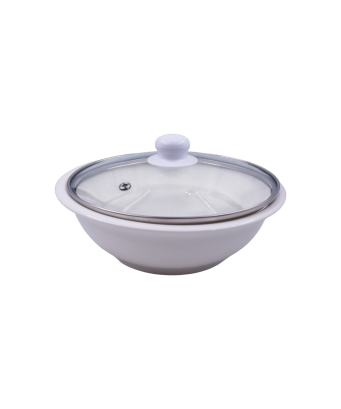 Ensemble en casserole porcelaine avec couvercle en verre/350 ML