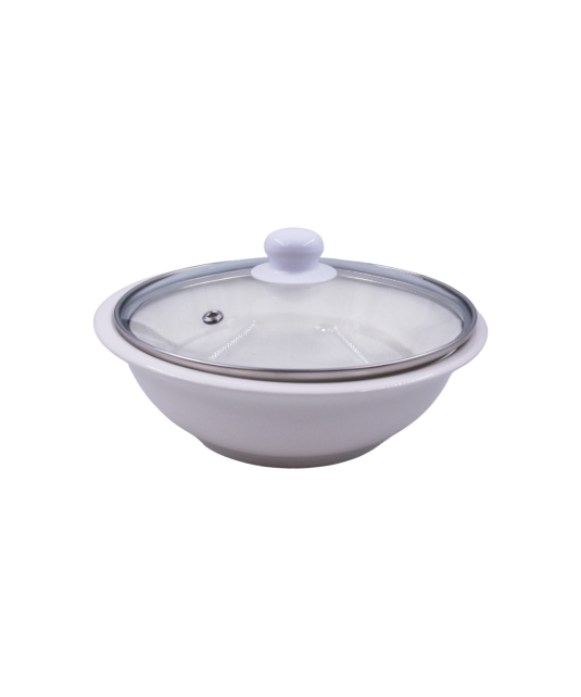 Ensemble en casserole porcelaine avec couvercle en verre/350 ML