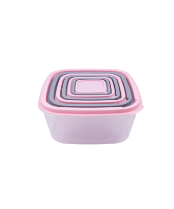 Set de 7 bol de conservation en plastic vert gris et rose gris