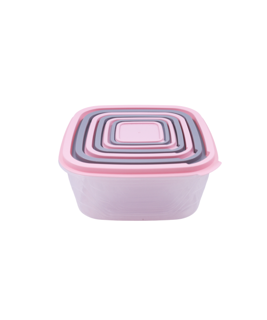 Set de 7 bol de conservation en plastic vert gris et rose gris