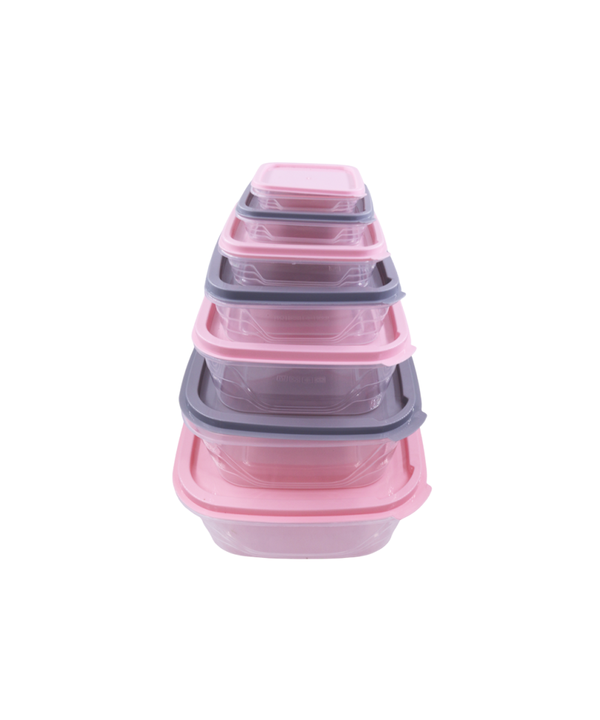 Set de 7 bol de conservation en plastic vert gris et rose gris