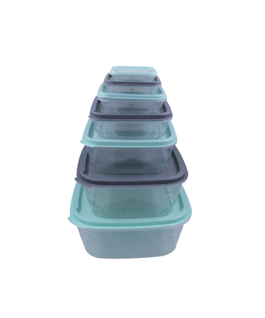 Set de 7 bol de conservation en plastic vert gris et rose gris