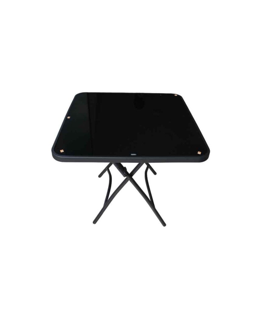 Table vitré Noire carrée 60X60x71cm