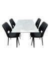 Table à Manger Marbre + 4 Chaises couleur Noir /1M32X82X72CM