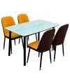 Table à Manger Marbre + 4 Chaises couleur Jaune /1M32X82X72CM