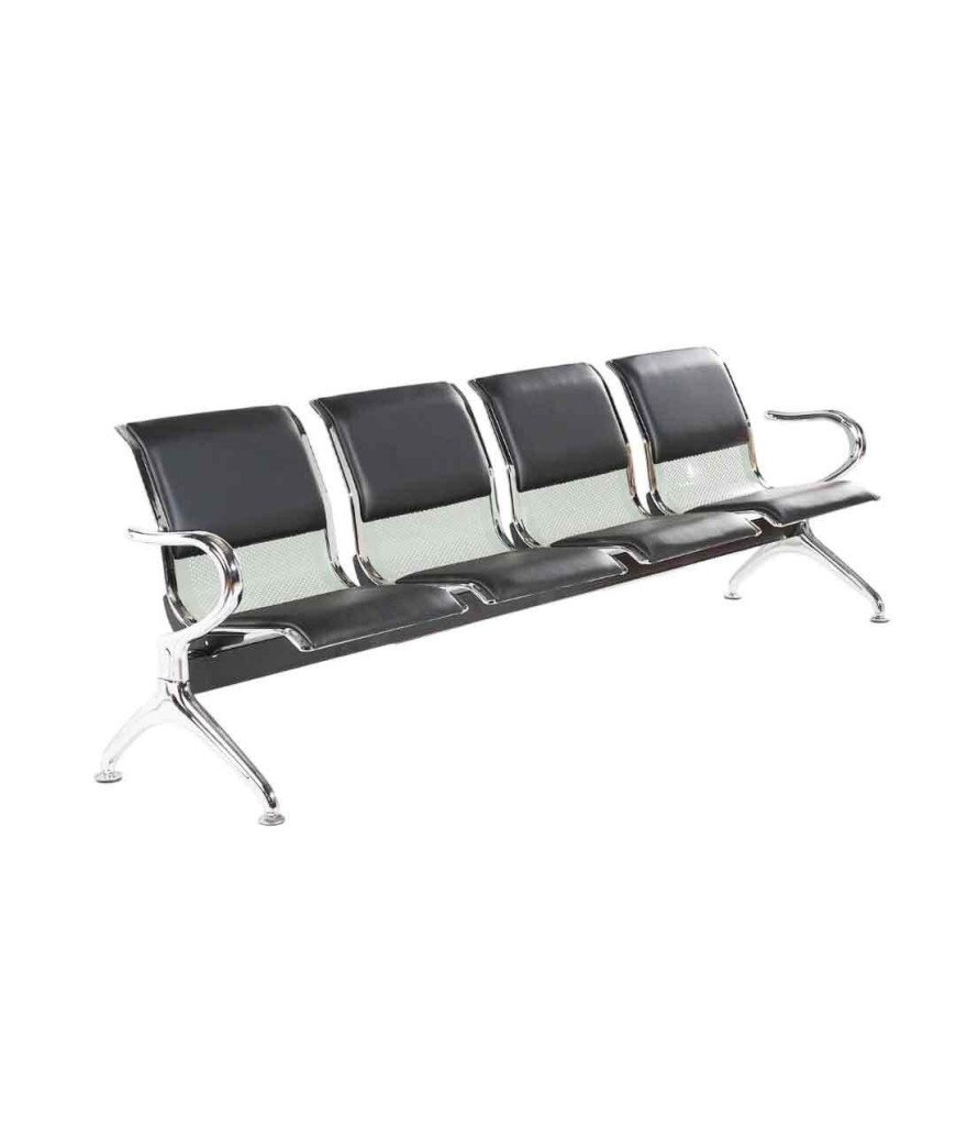 Banquette 4 places / Mousse en cuir Noir /Confortable