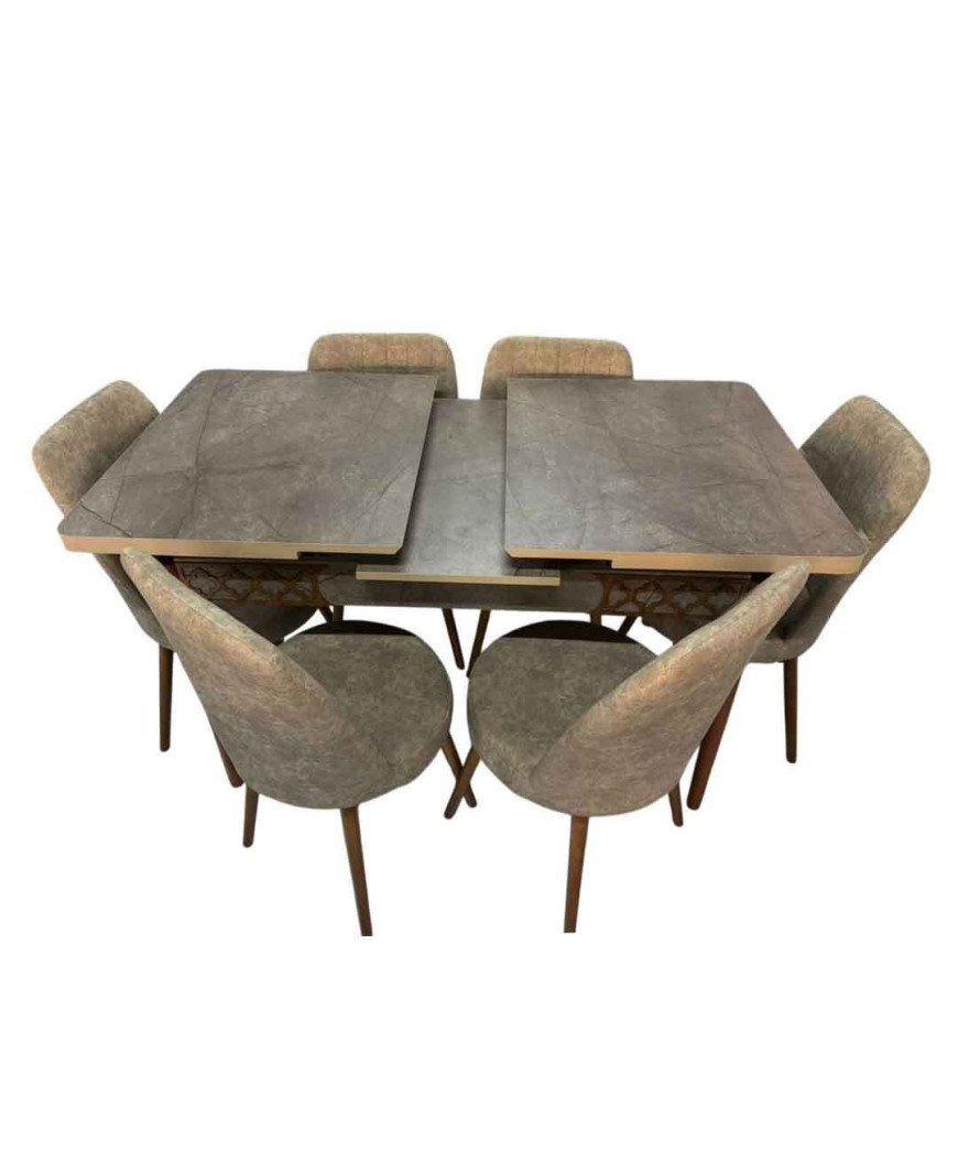 Table à manger Marron /kelebek 6 chaises dépliable/ 1m30 à 1m60