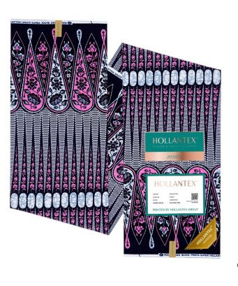 Pagne Hollantex /3 pièces/Motifs Fleuri Rose blanc gris et noir