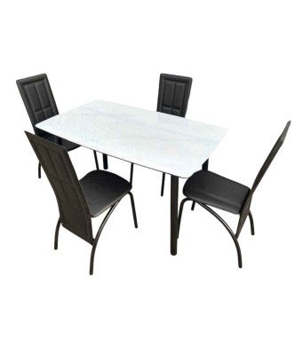 Table à Manger Marbre + 4 chaises Noir