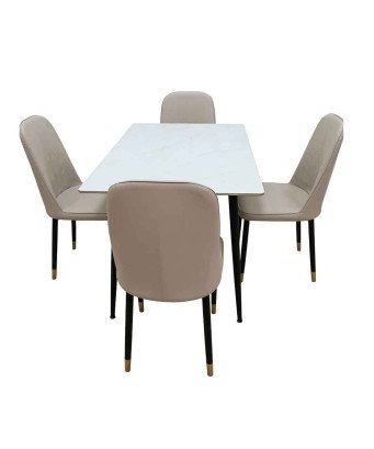 Table à Manger Marbre + 4 chaises Beige