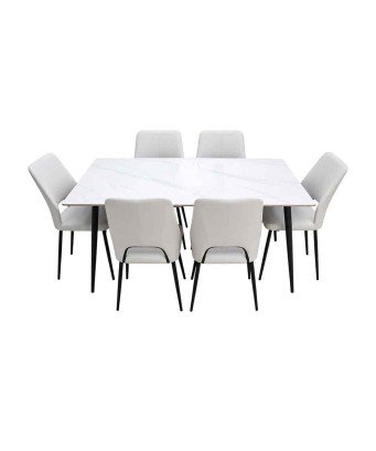 Table à Manger Marbre + 6 chaises Beige stylé