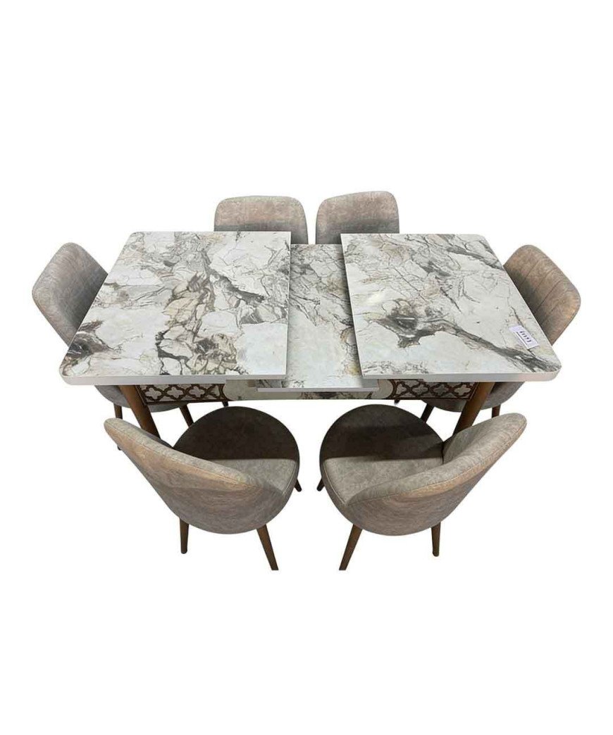 Table a Manger dépliable kelebek/Gris blanc avec 6 chaises