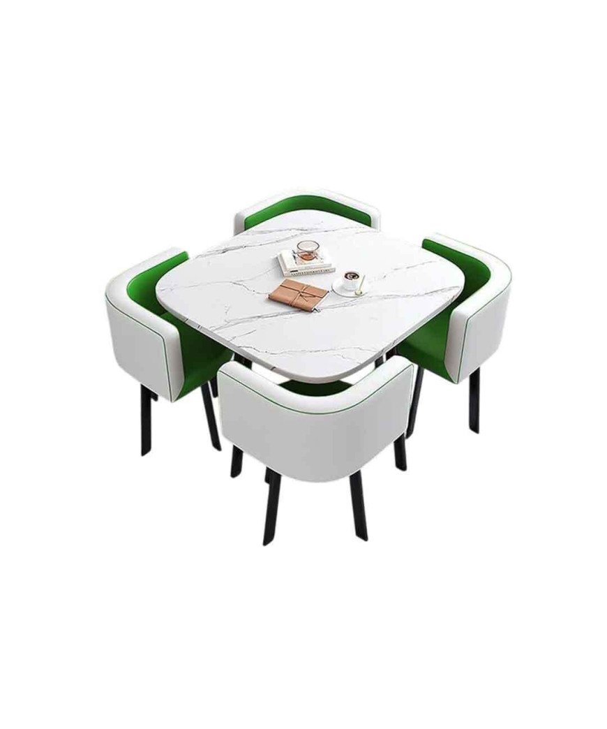 Ensemble table a manger 4 places bicolore Vert blanc