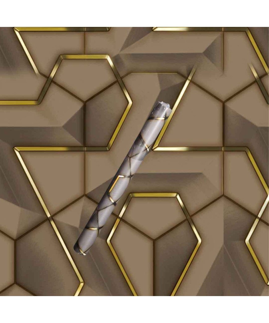 Papier Peint/Adhésif Mural/60Cm*10M/ Motif hexagones et de formes polygonales/Marron Gris et dore