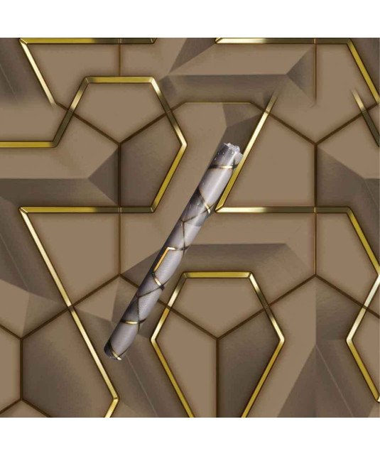 Papier Peint/Adhésif Mural/60Cm*10M/ Motif hexagones et de formes polygonales/Marron Gris et dore