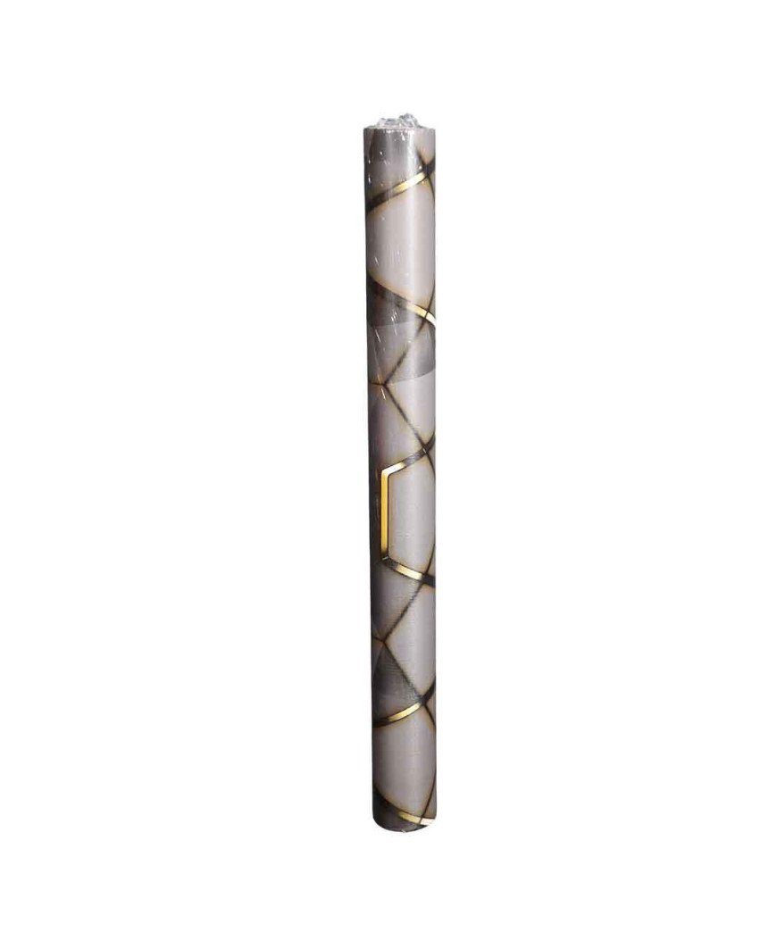 Papier Peint/Adhésif Mural/60Cm*10M/ Motif hexagones et de formes polygonales/Marron Gris et dore
