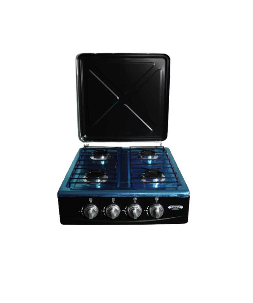 Gazinière a table  4 feux semi Inox /Manuel Noir  avec couvercle