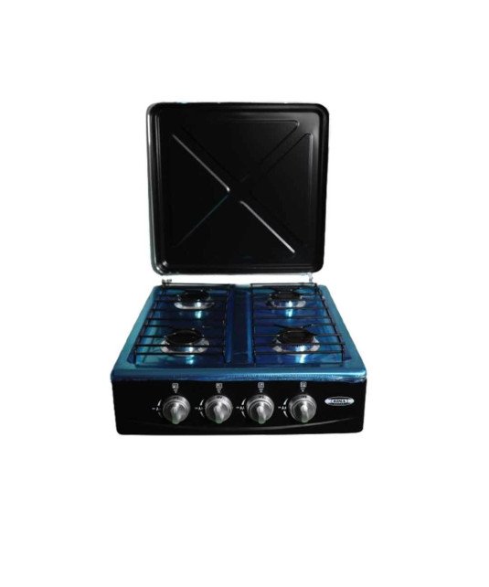 Gazinière a table  4 feux semi Inox /Manuel Noir  avec couvercle
