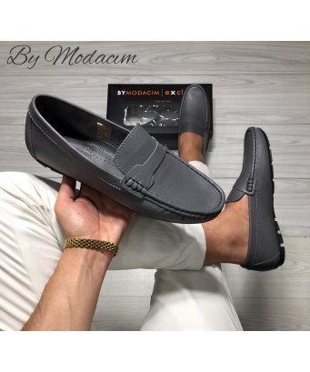 Mocassin en cuir/Gris/Model driver/by Modacim