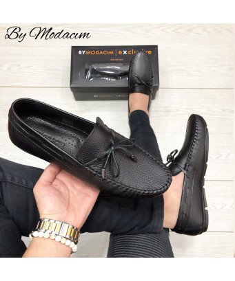 Mocassin en cuir/Noir/Model driver/by Modacim/qualité supérieure