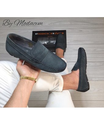 Mocassins en cuir /by Modacim/Bleu marine fonce  /Qualité supérieure /Model driver