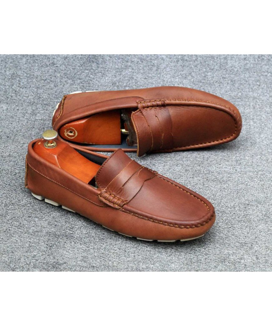 Mocassins a mors simple /en cuir/Marron/Portugal