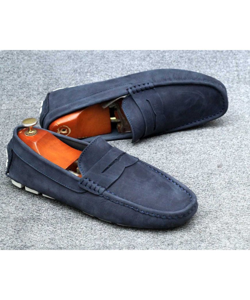 Mocassins homme élégant/ /Bleu nuit velours /Portugal