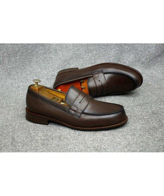 Souliers Mocassins/JM WESTON/Cuir Marron bois