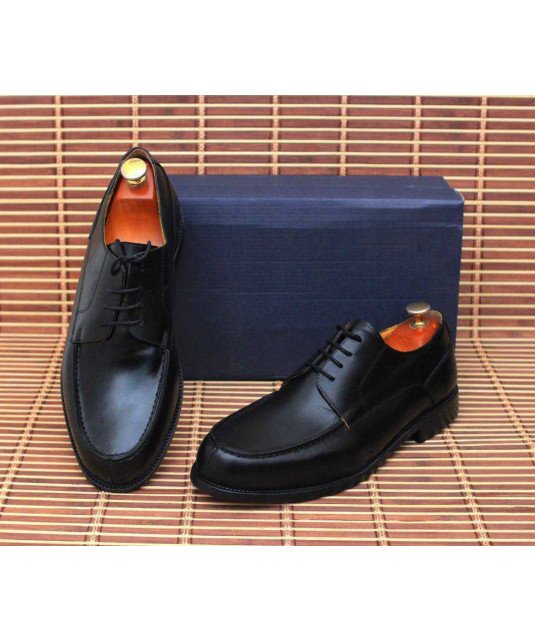 Souliers Mocassins/JM WESTON/Cuir Noir brillant devanture arrondi