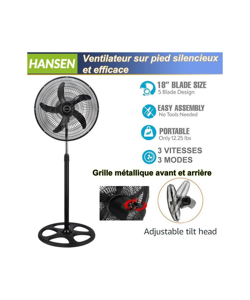 Ventilateur/ Hansen /18 pouces /Moteur robuste