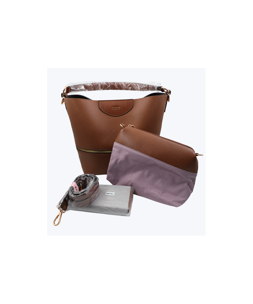 Sac Bago marron-2 pièces + porte monnaie
