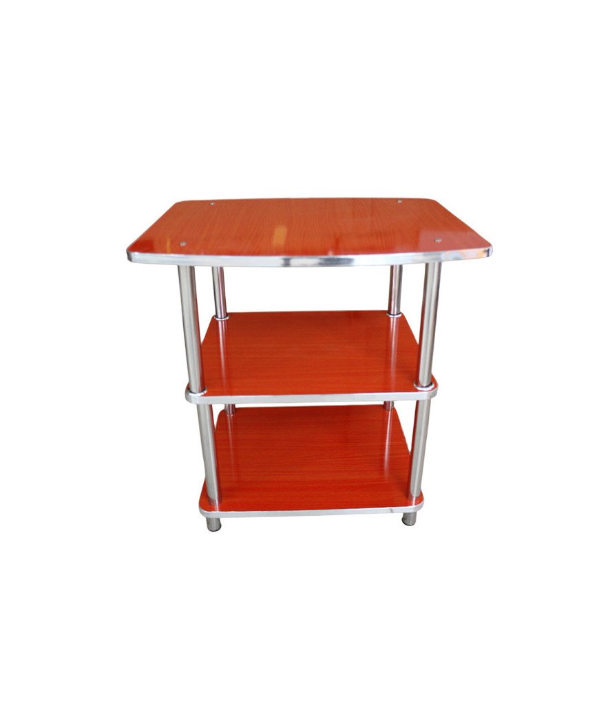 Table TV étagère en Bois avec support de pied en inox