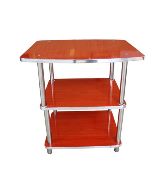 Table TV étagère en Bois avec support de pied en inox
