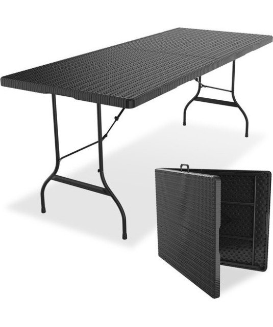 Table pliable plastique noir/180*70*74