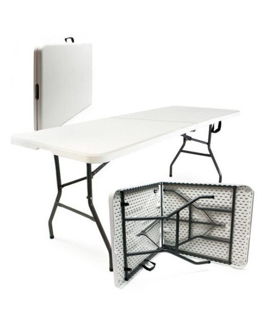 Table pliable plastique/blanc démontable /180*70*74