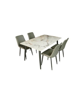 Table à Manger Marbre et chaises gris/143X82 CM
