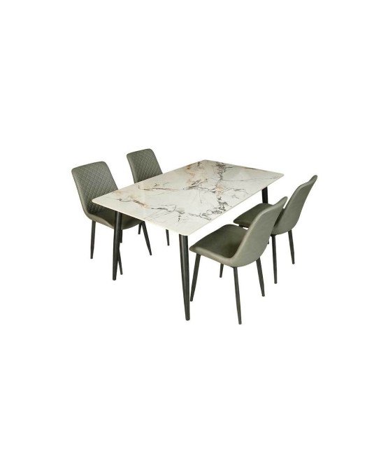 Table à Manger Marbre et chaises gris/143X82 CM