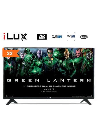 Ilux  Tv Led 32"/ HD /USB avec décodeur intégré Garantie 6 Mois - Noir