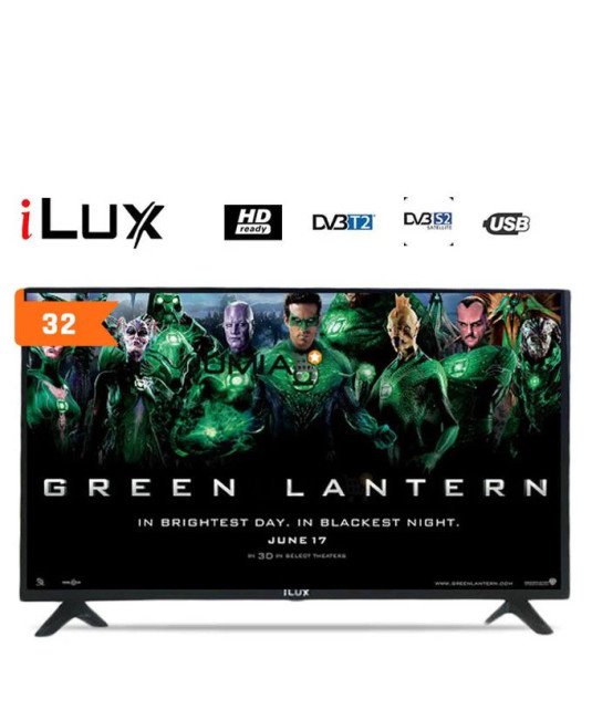 Ilux  Tv Led 32"/ HD /USB avec décodeur intégré Garantie 6 Mois - Noir