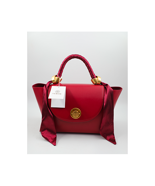 Sac à main-Versse-Rouge avec foulard sur Manche